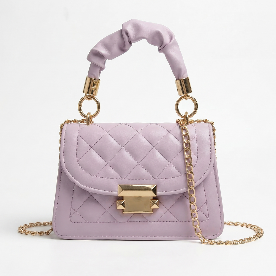 Quilted PU Leather Mini Crossbody Bag with Chain Strap