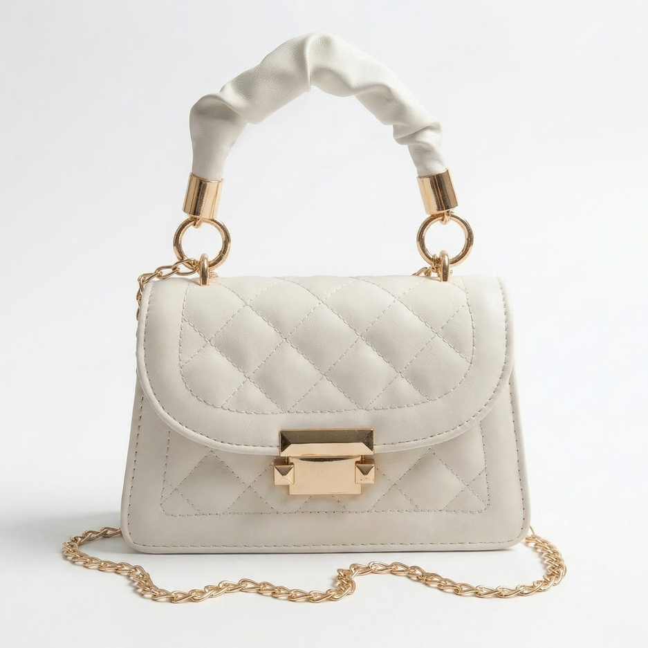 Quilted PU Leather Mini Crossbody Bag with Chain Strap
