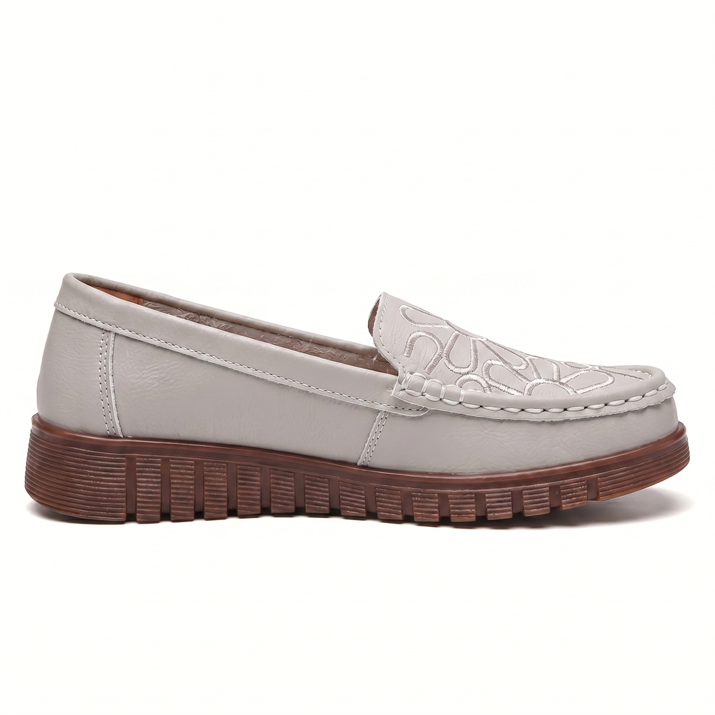 Gray Elena Leather Slip-On Loafers 4