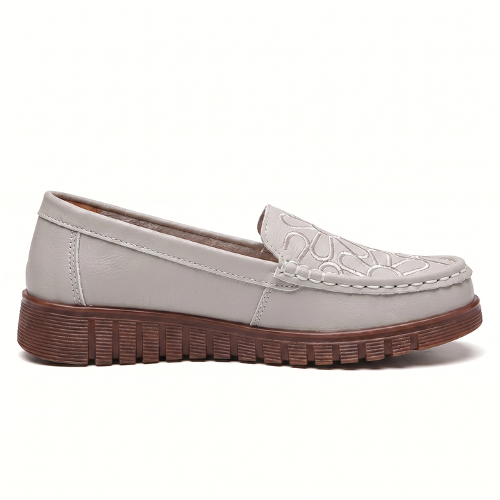 Gray Elena Leather Slip-On Loafers 4