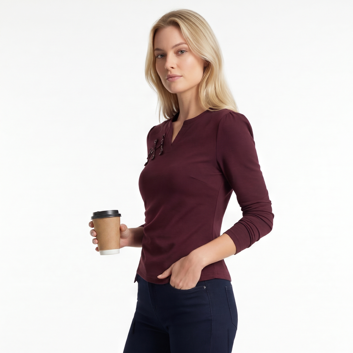 Nadia Cotton V-Neck Top