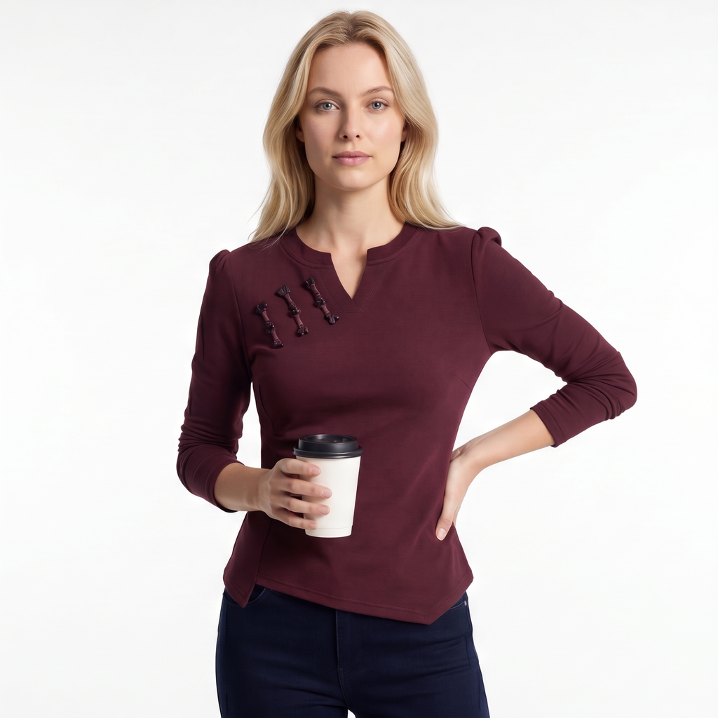 Nadia Cotton V-Neck Top