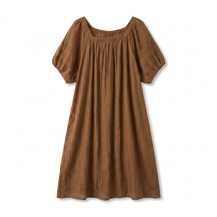 Georgia Tencel Dress - Color:Brown;Size:2XL