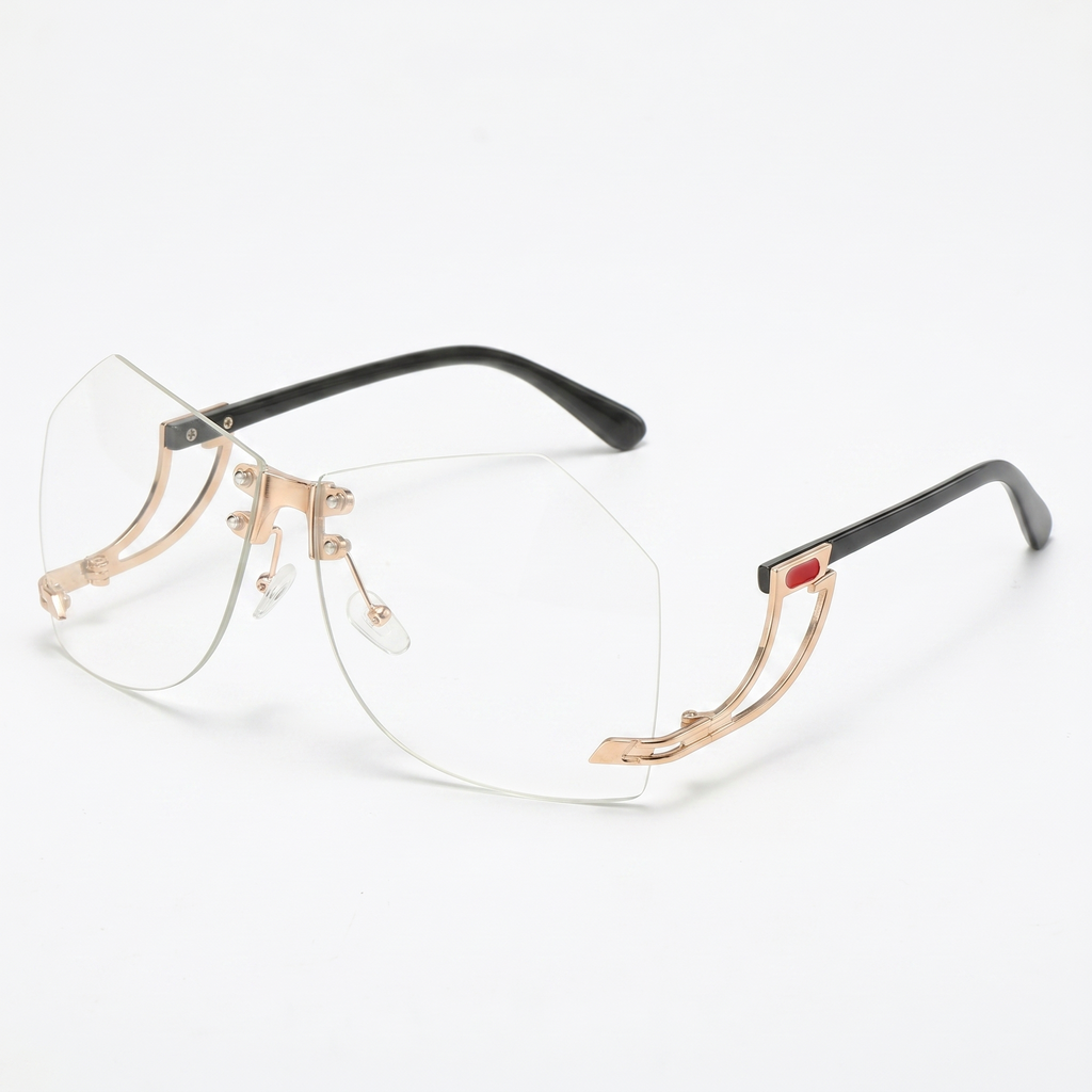 Gold / Clear Sienna Rimless Geometric Shades 1