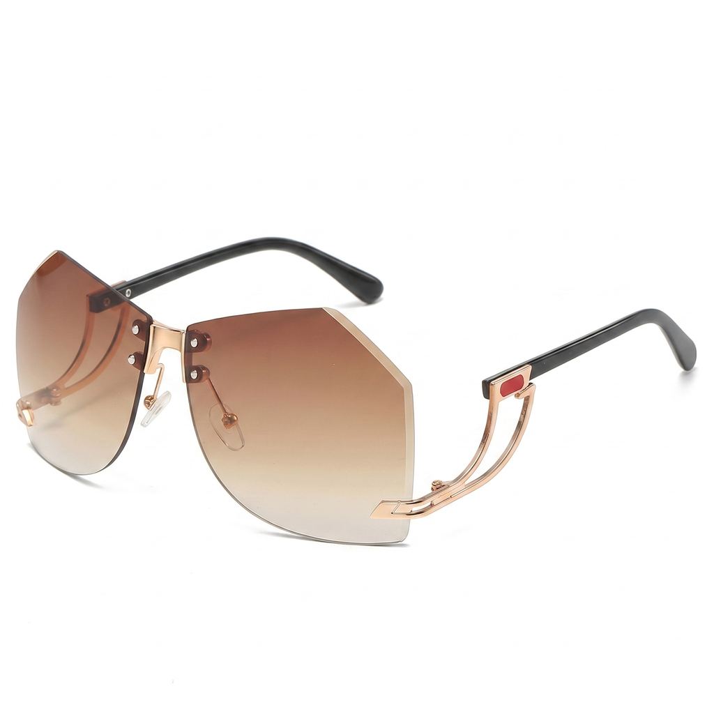 Gold / Gradient Brown Sienna Rimless Geometric Shades 4