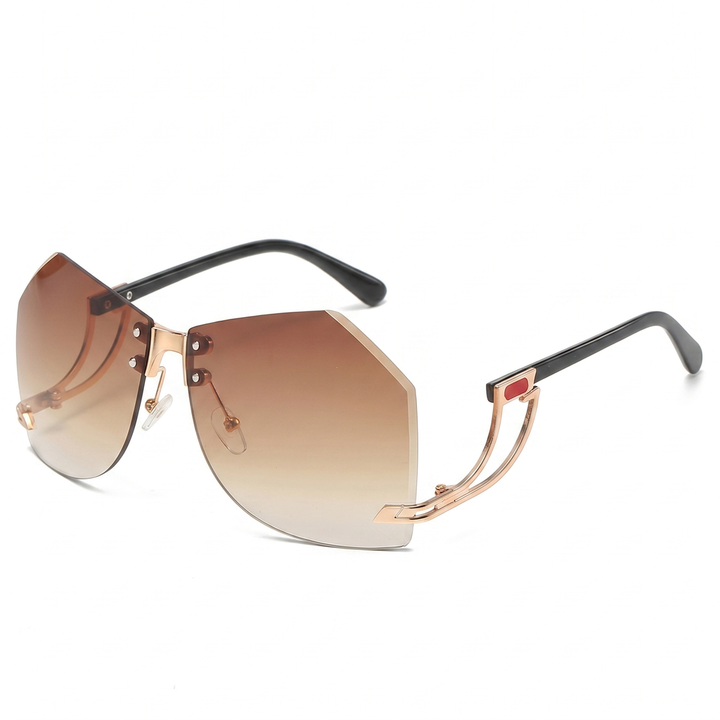 Gold / Gradient Brown Sienna Rimless Geometric Shades 4