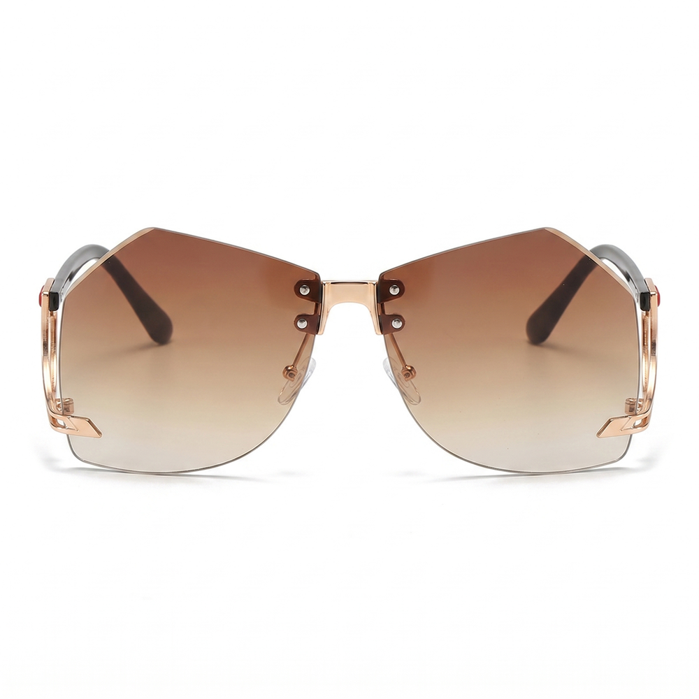 Gold / Gradient Brown Sienna Rimless Geometric Shades 2