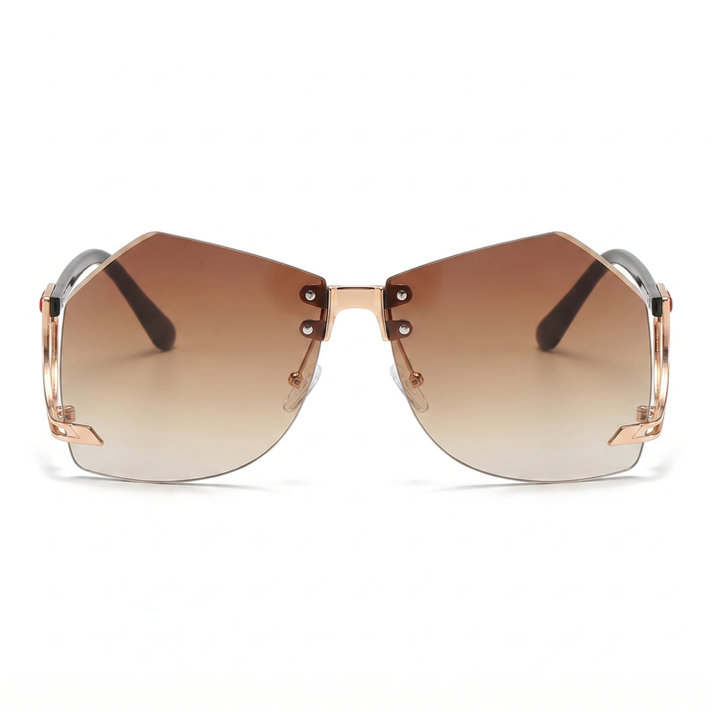 Gold / Gradient Brown Sienna Rimless Geometric Shades 2