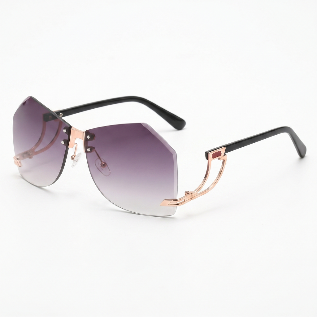 Gold / Gradient Grey Sienna Rimless Geometric Shades 1