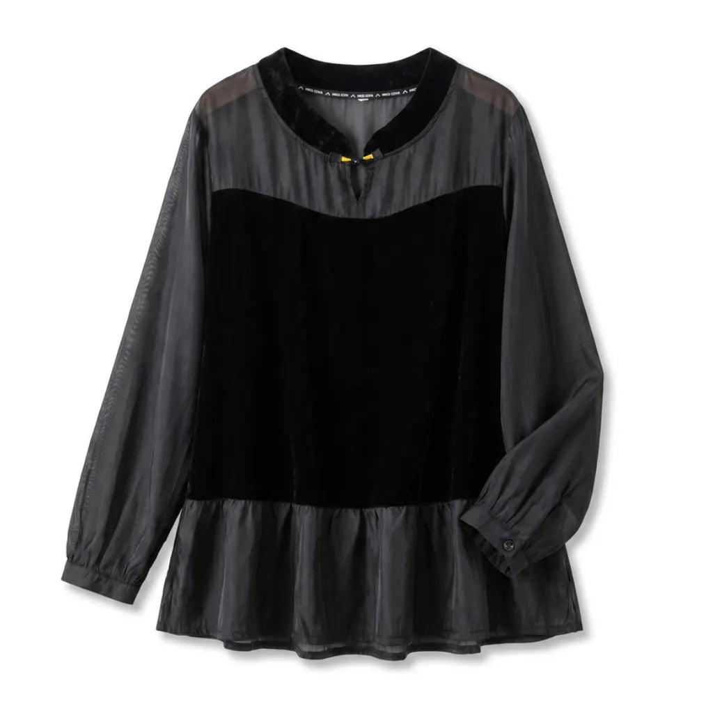 Grace Long Sleeve Blouse - Color:Black;Size:M