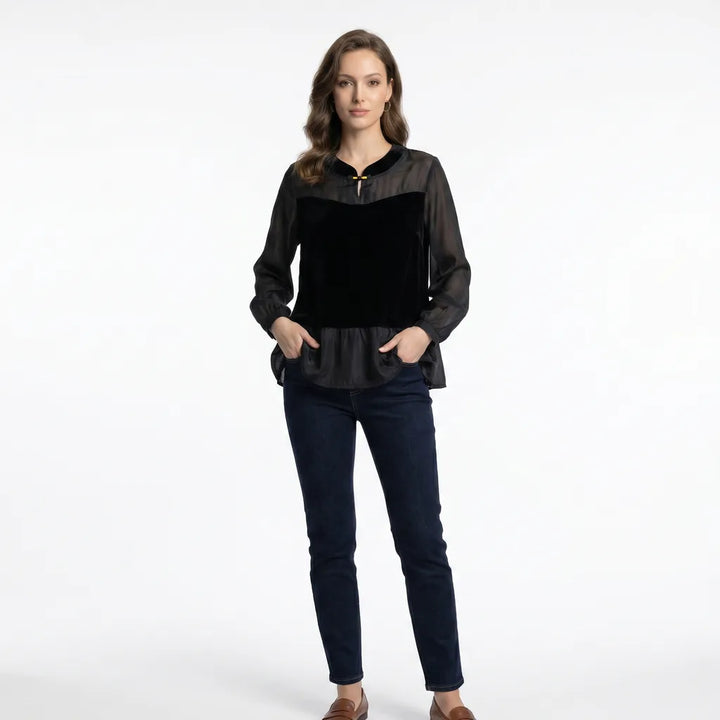Black Huxley Mandarin Collar T-Shirt 1