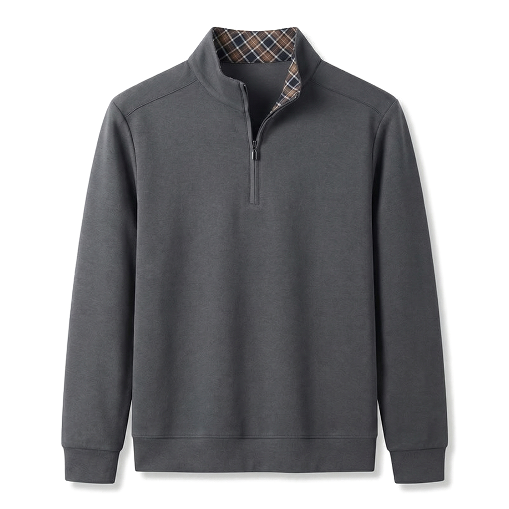 Gray Xidushi Cotton Mock-Neck Top 1