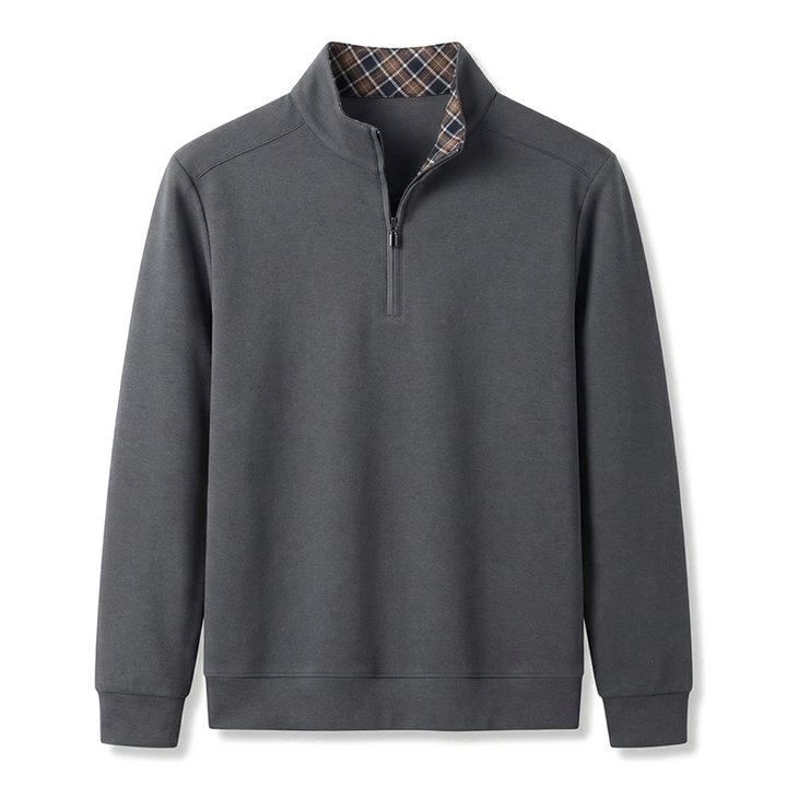 Gray Xidushi Cotton Mock-Neck Top 1
