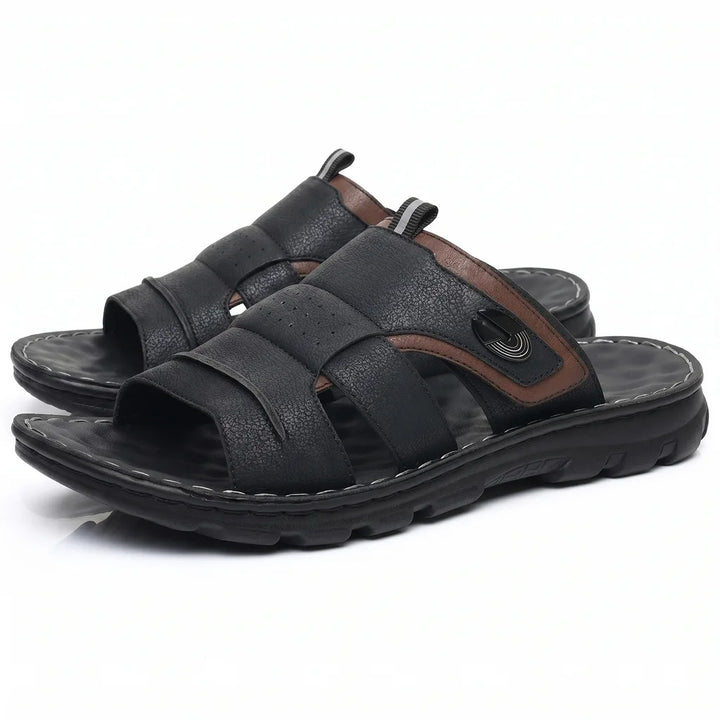 Men's DH-8906 Black Grayson Perforated Slide Sandals