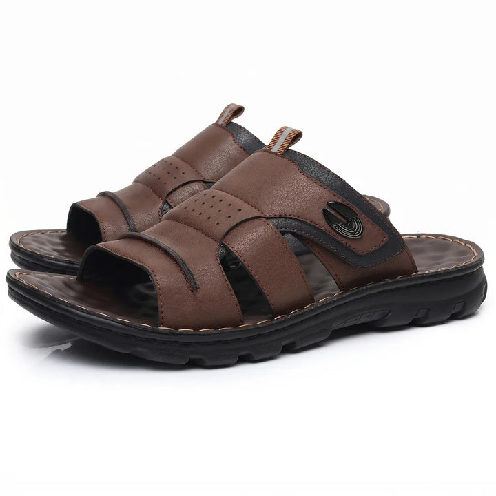 Men's DH-8906 Dark Brown Grayson Perforated Slide Sandals