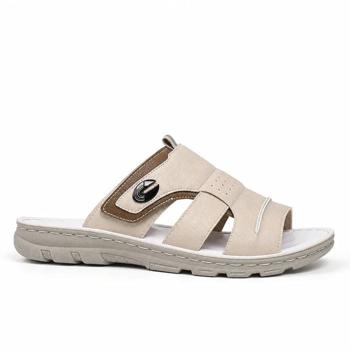 Men's DH-8906 White Grayson Perforated Slide Sandals