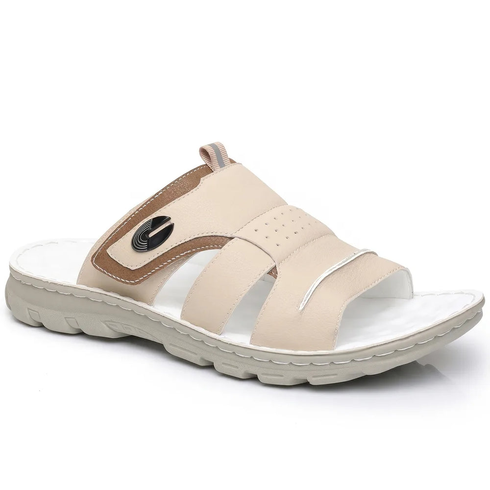Men's DH-8906 White Grayson Perforated Slide Sandals