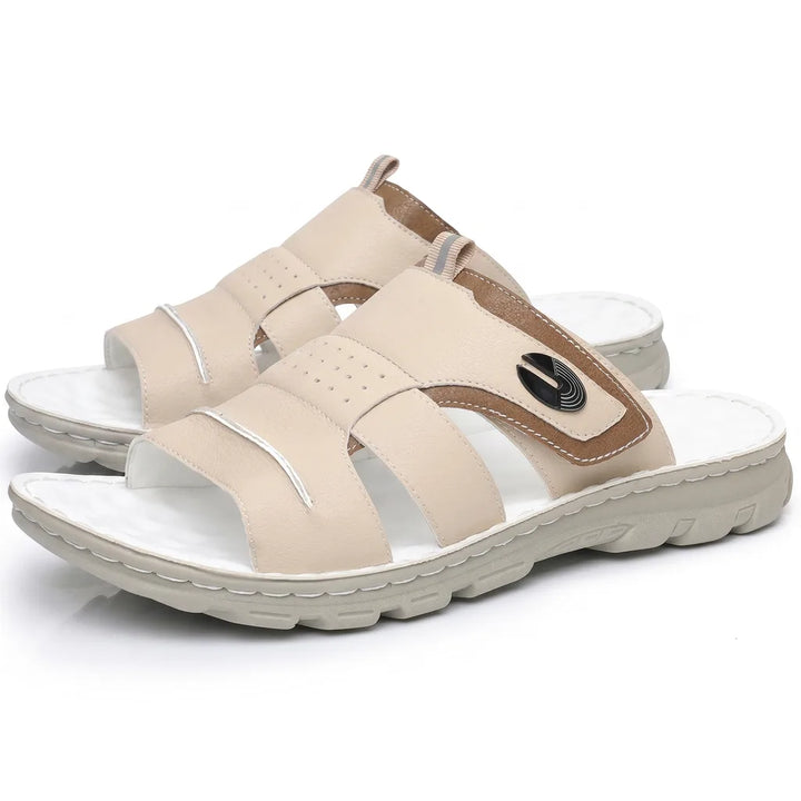 Men's DH-8906 White Grayson Perforated Slide Sandals