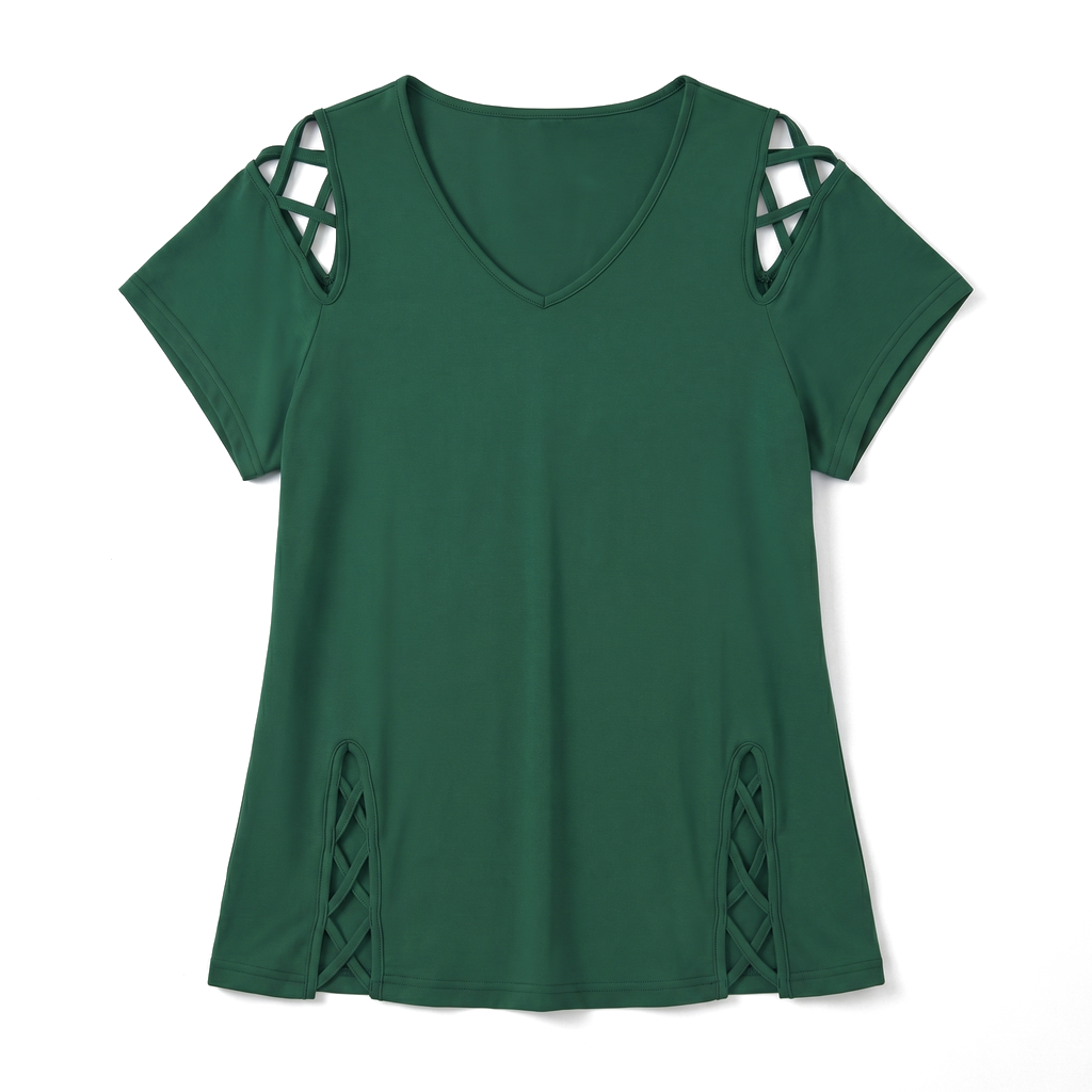 Green Avery Cold-Shoulder Top 1