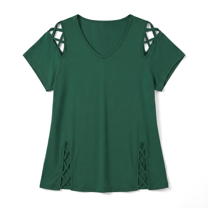Green Avery Cold-Shoulder Top 1