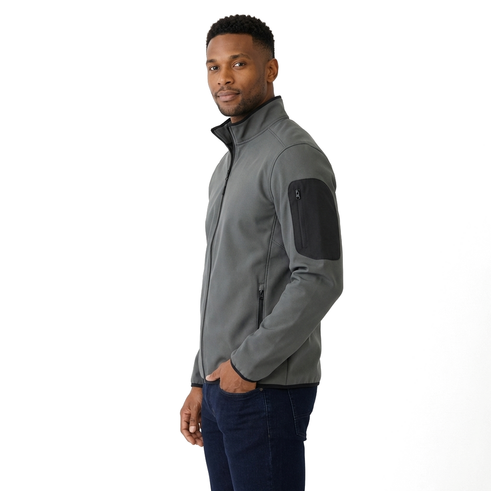 Grey Slim Fit Windproof Jacket with Stand Collar 4