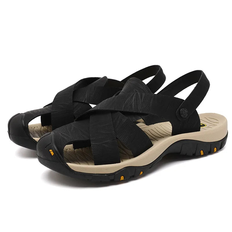 Grizzly Leather Trail Sandals - Black