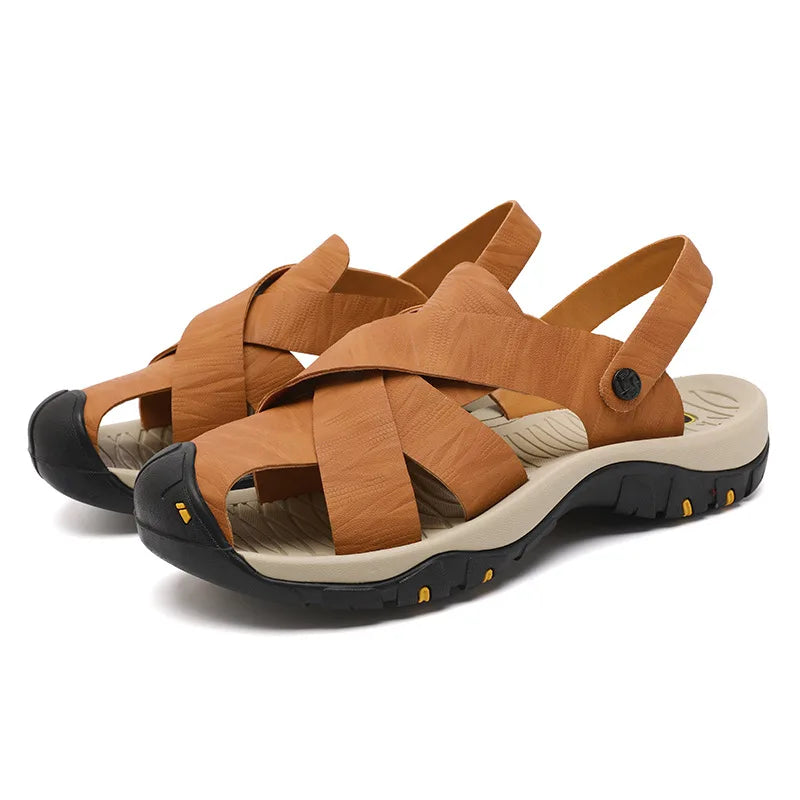 Grizzly Leather Trail Sandals - Color:Brown;Size:38