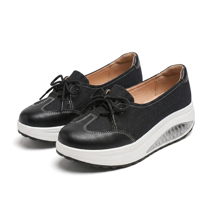 Haley Colorblock Platform Sneakers - Color:Black;Size:35