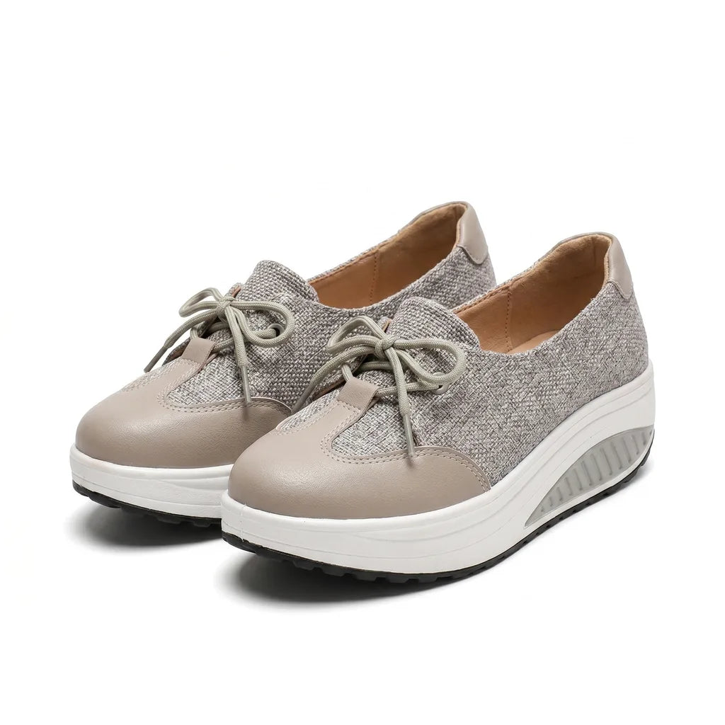 Haley Colorblock Platform Sneakers - Color:Gray;Size:35