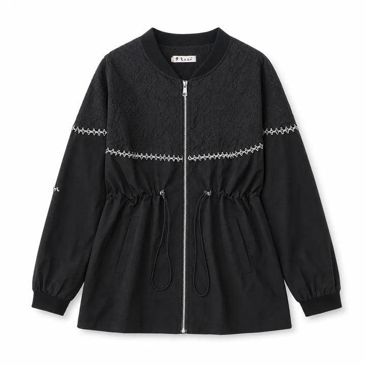 Hannah Loose Fit Windbreaker - Color:Black;Size:4XL