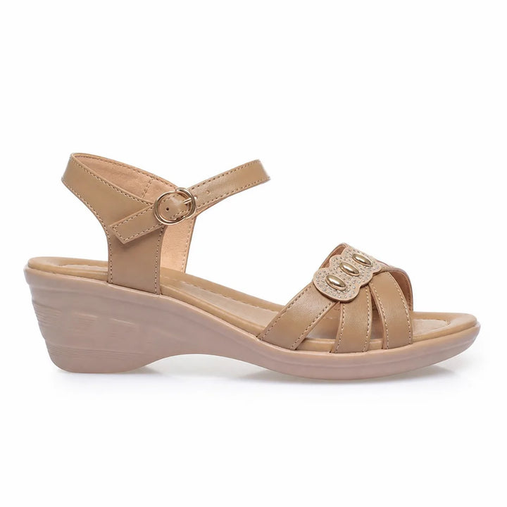 Women's Beige Gray Larson Leather Wedge Sandals