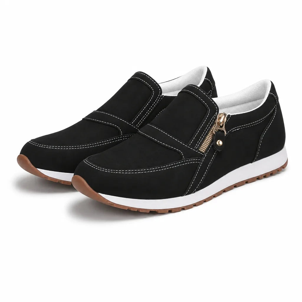 Hannah Zip Wedge Loafers - Color:Black;Size:36