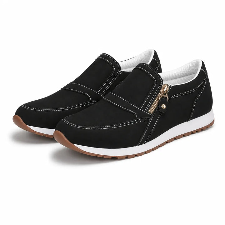 Hannah Zip Wedge Loafers - Color:Black;Size:36