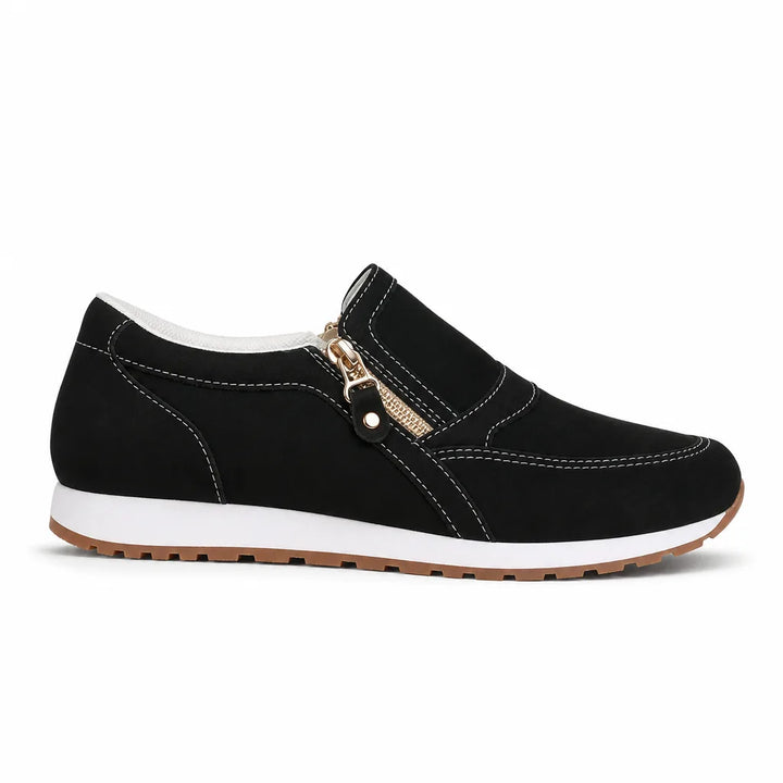 Women's Black Kensington Zip Wedge Loafers