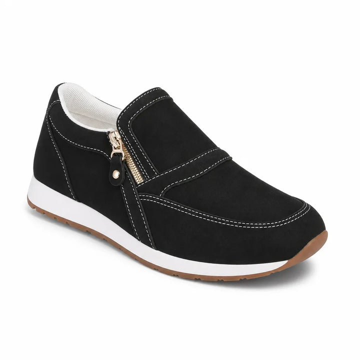 Women's Black Kensington Zip Wedge Loafers