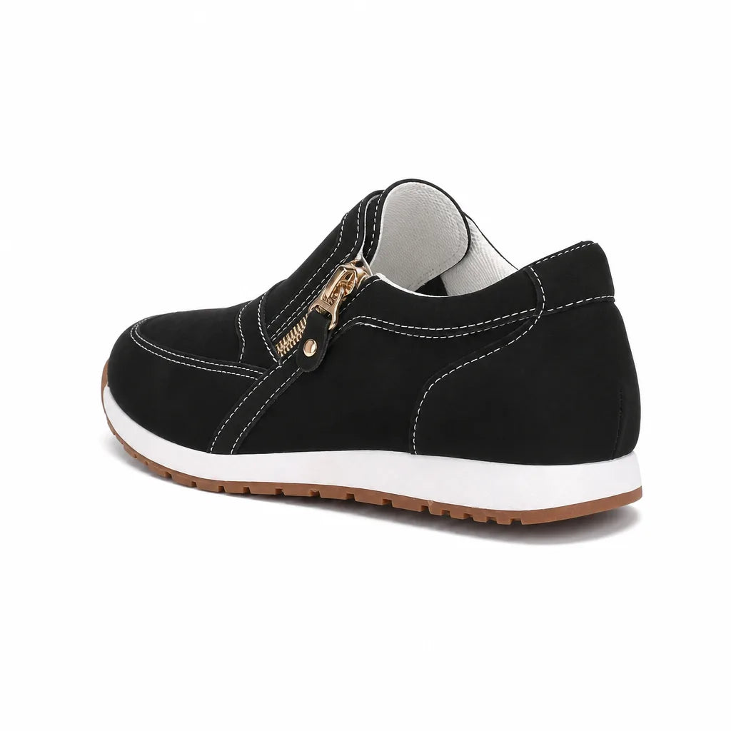 Women's Black Kensington Zip Wedge Loafers