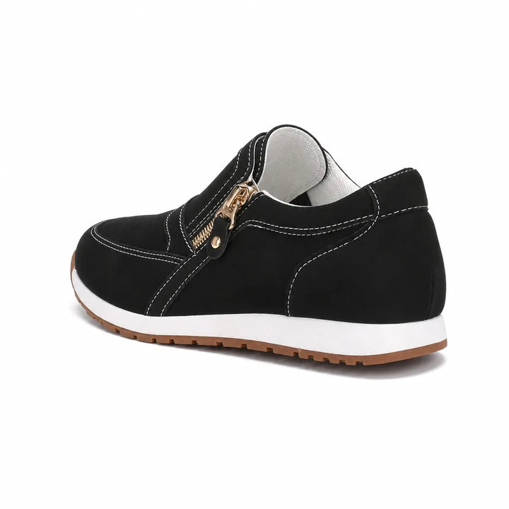 Women's Black Kensington Zip Wedge Loafers