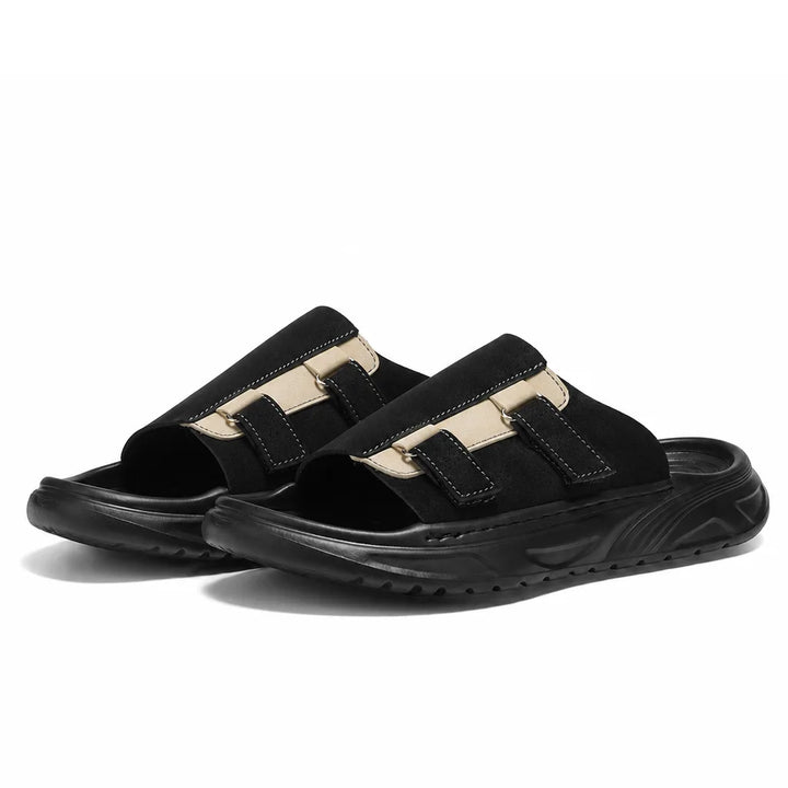 Harlow Double Strap Slides - Color:Black;Size:39