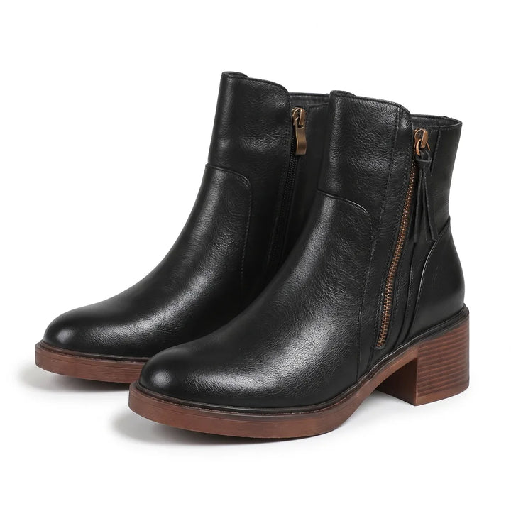 Hartley Zipper Boots - Color:Black;Size:35