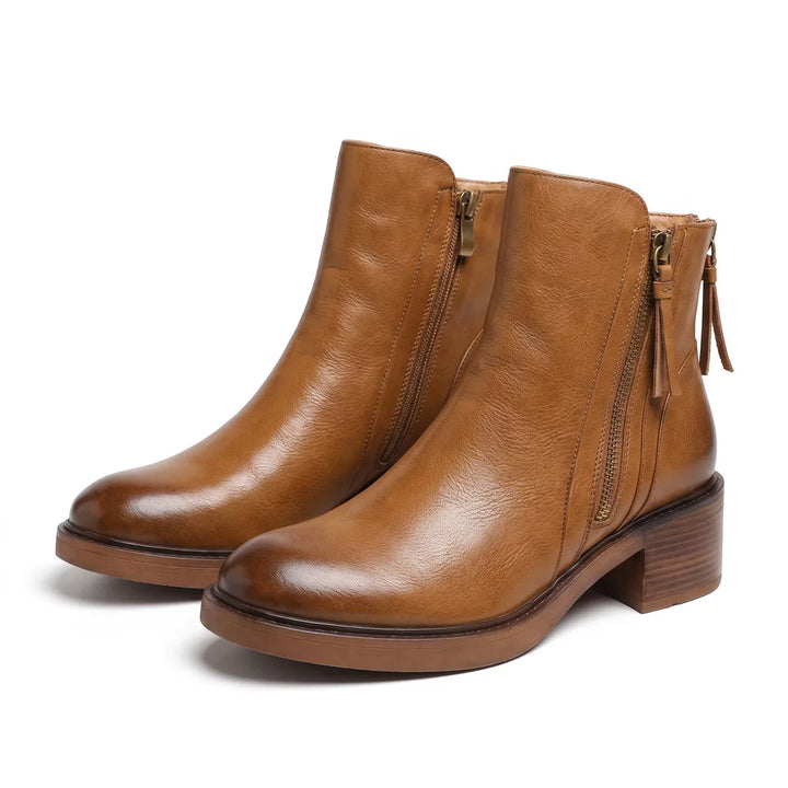 Hartley Zipper Boots - Color:Brown;Size:35