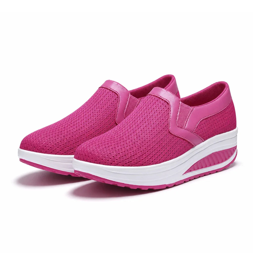 Hazel Rocker Slip-Ons - Color:Rose Red;Size:35