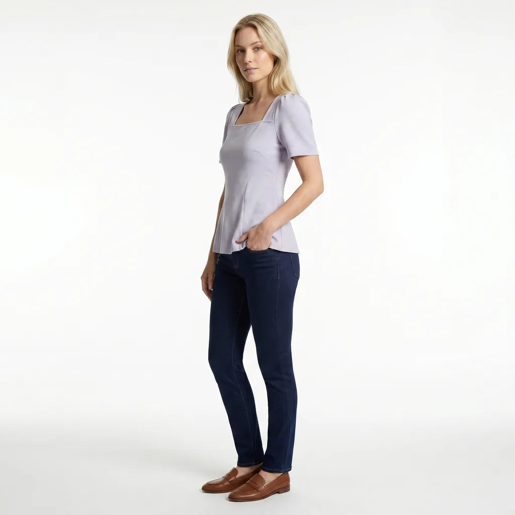 Women's Blue Helen Cotton Peplum Top