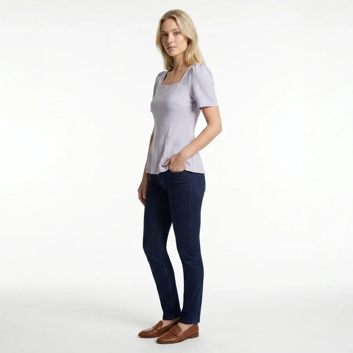 Women's Blue Helen Cotton Peplum Top