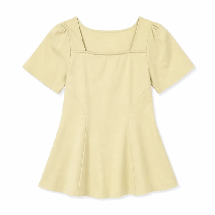 Helen Cotton Peplum Top - Color:Yellow;Size:S