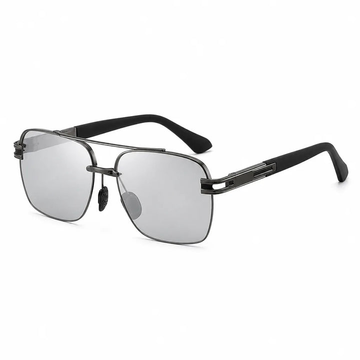 Men's Black Frame Clear Gray Lenses Lena Polarized Half-Rim Shades