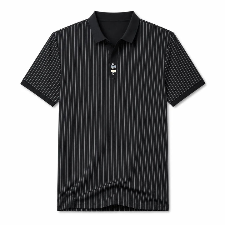 Henry Striped Polo Shirt - Color:Black;Size:M