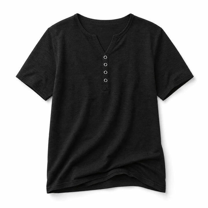 Isabella Cotton V-Neck Tee - Color:Black;Size:S