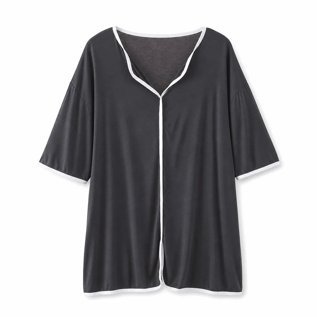 Isabella Pajama Top - Color:Dark Gray;Size:S