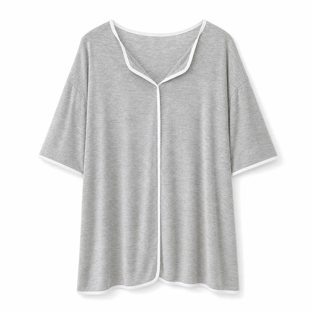 Isabella Pajama Top - Color:Light Gray;Size:S