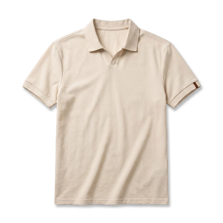 Jade V Neck Cotton Polo  - Color:Apricot;Size:2XL (185/104A)